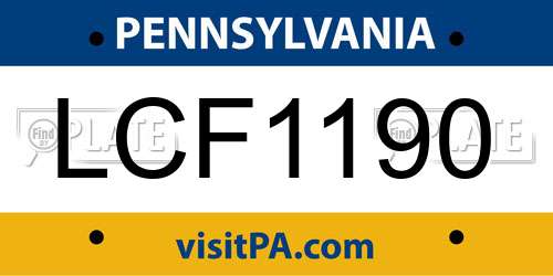 LCF1190 Pennsylvania License Plate