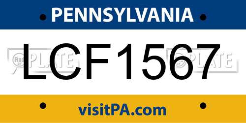 LCF1567 Pennsylvania License Plate