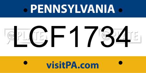 LCF1734 Pennsylvania License Plate