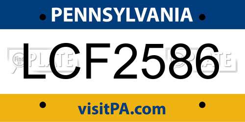 LCF2586 Pennsylvania License Plate