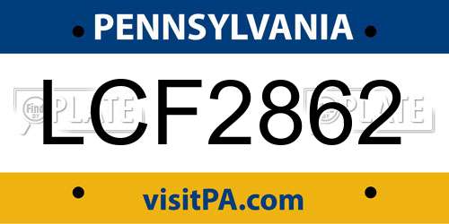 LCF2862 Pennsylvania License Plate