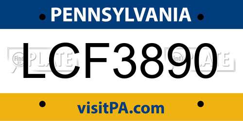 LCF3890 Pennsylvania License Plate
