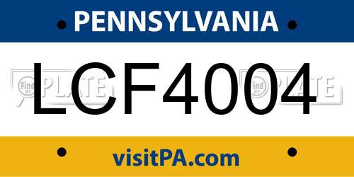 LCF4004 Pennsylvania License Plate