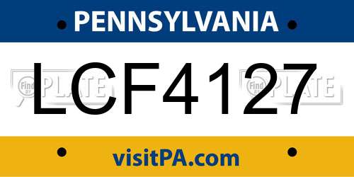 LCF4127 Pennsylvania License Plate