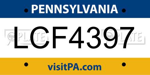 LCF4397 Pennsylvania License Plate