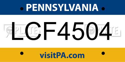 LCF4504 Pennsylvania License Plate