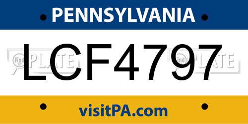 LCF4797 Pennsylvania License Plate