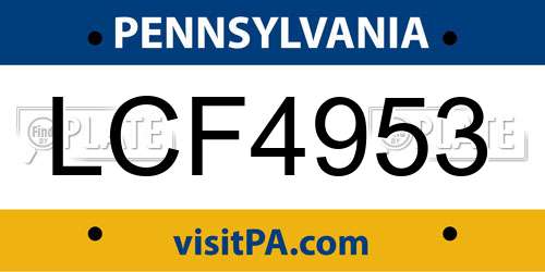 LCF4953 Pennsylvania License Plate