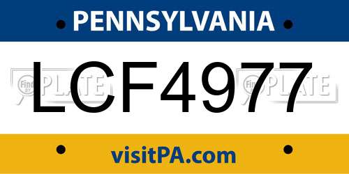 LCF4977 Pennsylvania License Plate