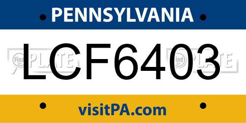 LCF6403 Pennsylvania License Plate
