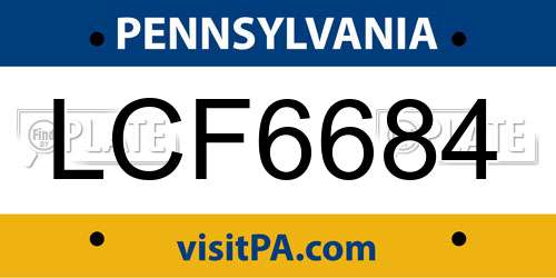 LCF6684 Pennsylvania License Plate