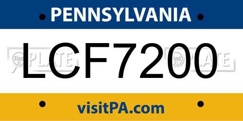 LCF7200 Pennsylvania License Plate