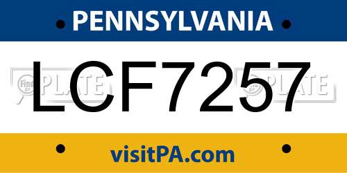 LCF7257 Pennsylvania License Plate