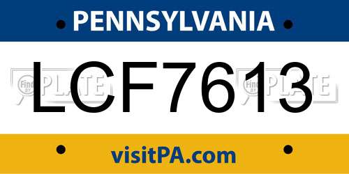 LCF7613 Pennsylvania License Plate