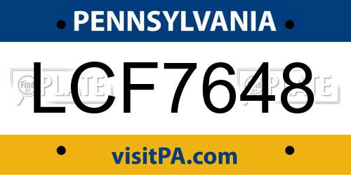 LCF7648 Pennsylvania License Plate