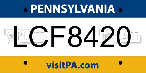 LCF8420 Pennsylvania License Plate