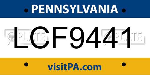 LCF9441 Pennsylvania License Plate