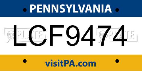 LCF9474 Pennsylvania License Plate