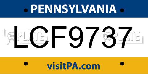 LCF9737 Pennsylvania License Plate