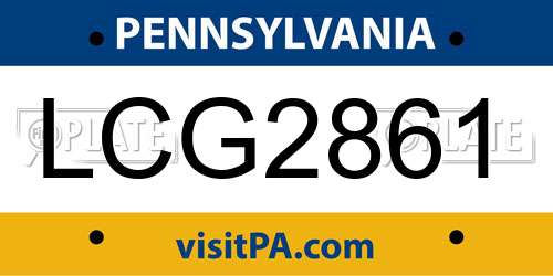 LCG2861 Pennsylvania License Plate