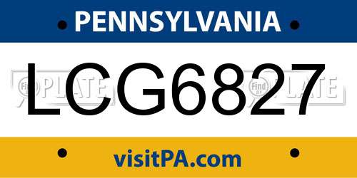 LCG6827 Pennsylvania License Plate