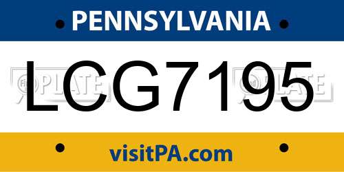 LCG7195 Pennsylvania License Plate