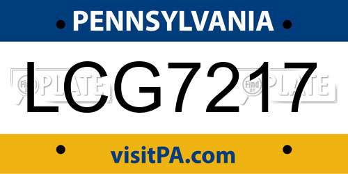 LCG7217 Pennsylvania License Plate