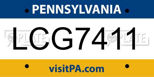 LCG7411 Pennsylvania License Plate