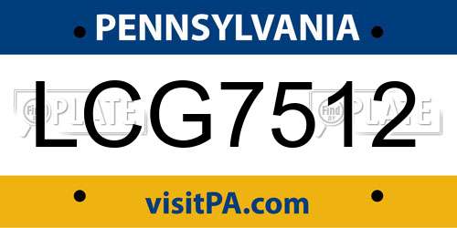 LCG7512 Pennsylvania License Plate