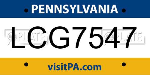 LCG7547 Pennsylvania License Plate