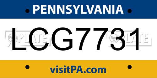 LCG7731 Pennsylvania License Plate