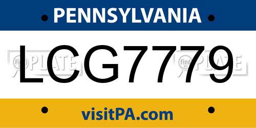LCG7779 Pennsylvania License Plate