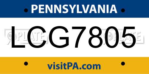 LCG7805 Pennsylvania License Plate