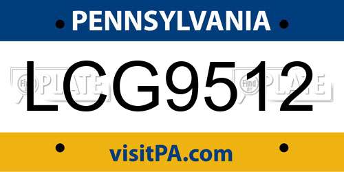 LCG9512 Pennsylvania License Plate