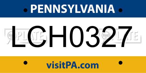 LCH0327 Pennsylvania License Plate