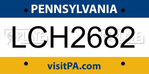 LCH2682 Pennsylvania License Plate