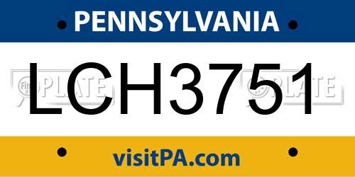 LCH3751 Pennsylvania License Plate
