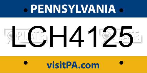 LCH4125 Pennsylvania License Plate