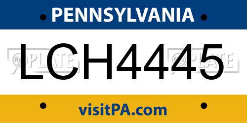 LCH4445 Pennsylvania License Plate