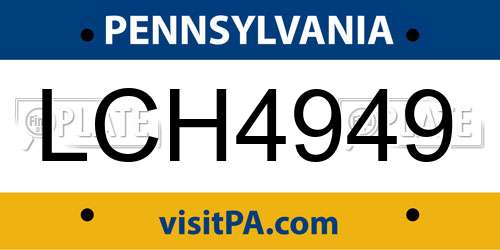 LCH4949 Pennsylvania License Plate