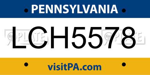 LCH5578 Pennsylvania License Plate