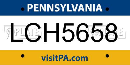 LCH5658 Pennsylvania License Plate