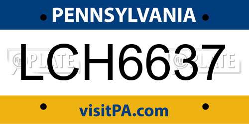 LCH6637 Pennsylvania License Plate