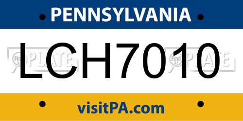 LCH7010 Pennsylvania License Plate
