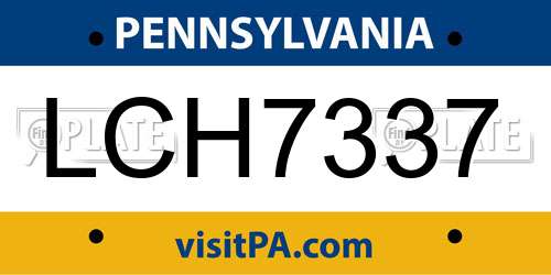 LCH7337 Pennsylvania License Plate