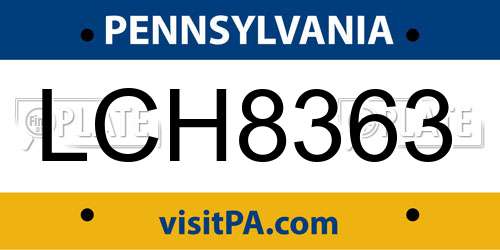 LCH8363 Pennsylvania License Plate