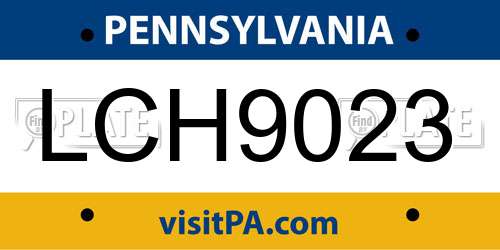 LCH9023 Pennsylvania License Plate