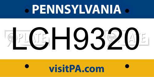 LCH9320 Pennsylvania License Plate
