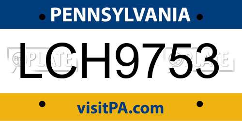 LCH9753 Pennsylvania License Plate