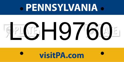 LCH9760 Pennsylvania License Plate